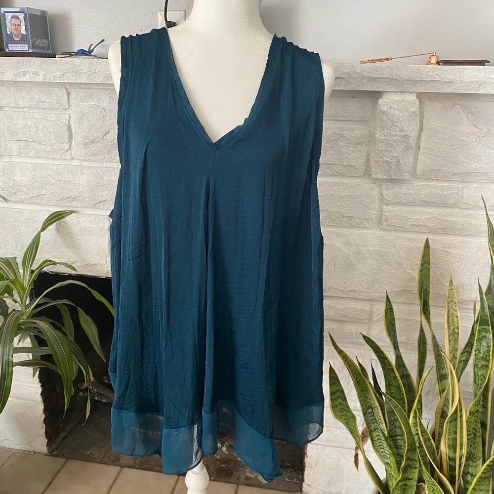 Teal 3X Simply Vera flowy tank top